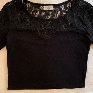 black half lace crop top
